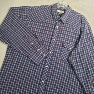VTG Roper Shirt Men 3X Blue Plaid Gold Collection Pearl Snap Long Sleeve Western